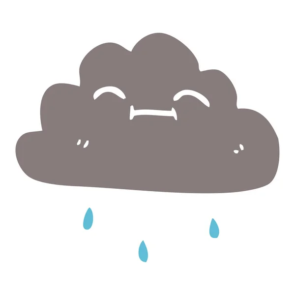 Cartoon Doodle Gelukkig Regen Wolk — Stockvector