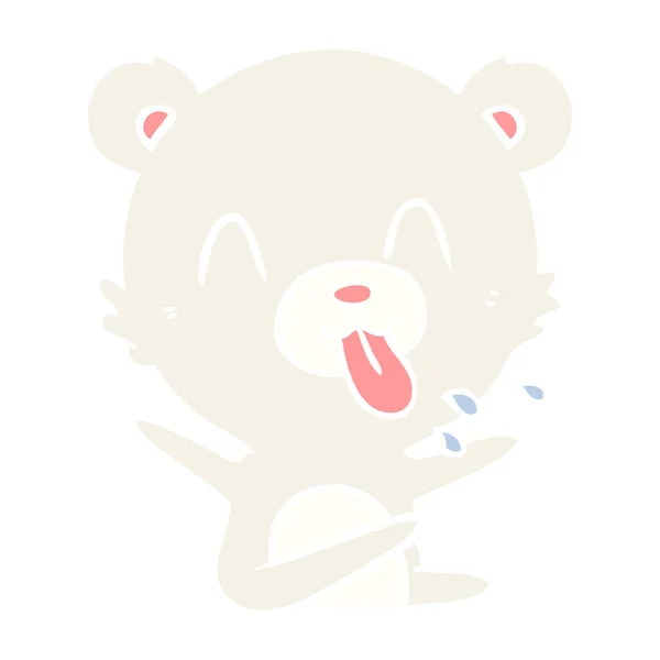 Hrubý Plochý Barevný Styl Kreslených Lední Medvěd Vypláznutí Jazyka — Stockový vektor