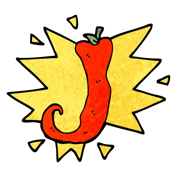 Grunge Texturierte Illustration Cartoon Red Hot Chili — Stockvektor