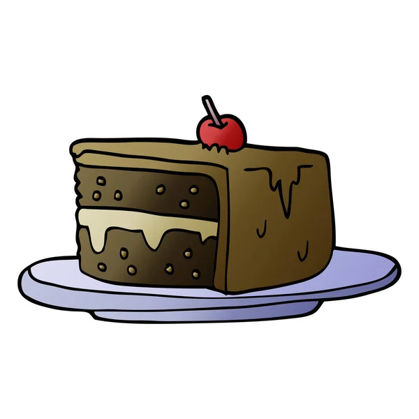 Tranche Gâteau Doodle Dessin Animé — Image vectorielle
