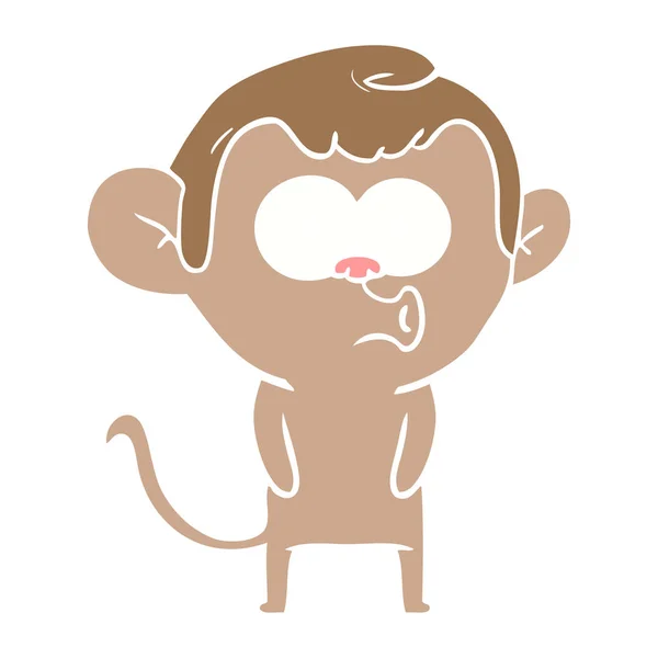 Flat Color Style Cartoon Hooting Monkey — Stock Vector