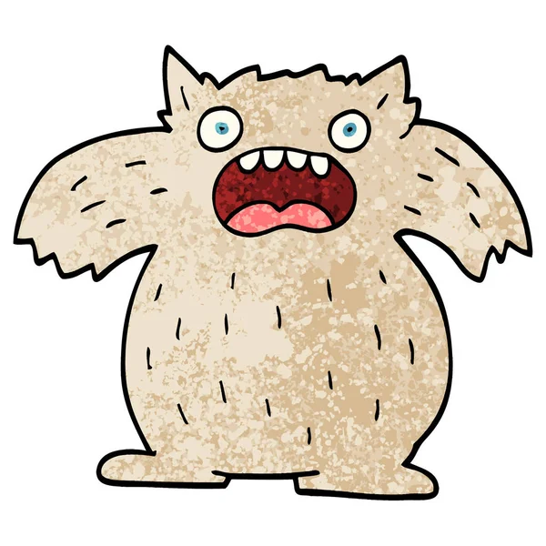 Grunge Texturierte Illustration Cartoon Yeti Monster — Stockvektor