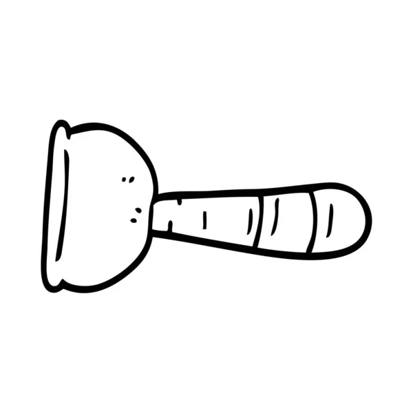 Line Drawing Cartoon Toilet Plunger — Stock Vector