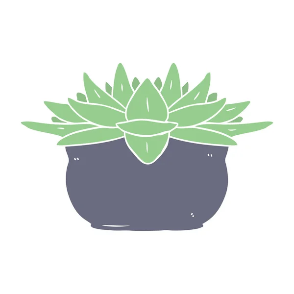 Flat Color Style Cartoon Succulent Plant — Stock Vector