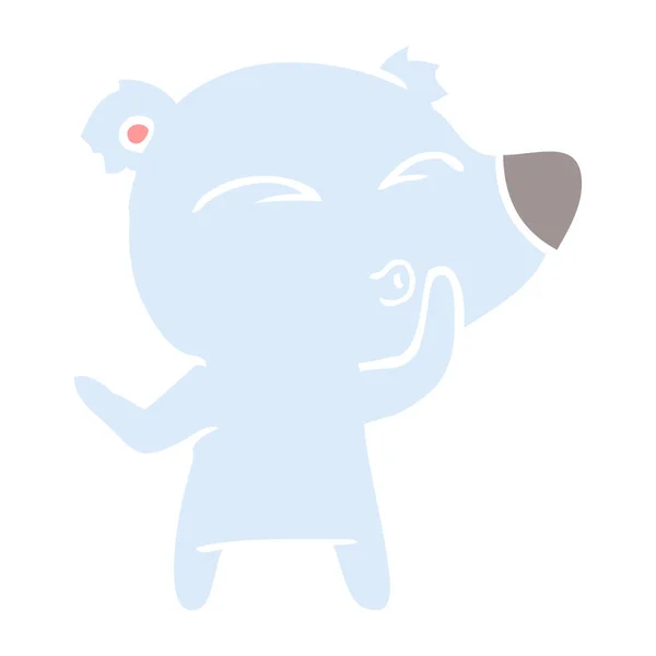 Flache Farbe Stil Cartoon Pfeifenden Bären — Stockvektor
