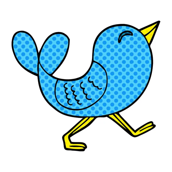 Cartoon Doodle Blauvogel Auf Weißem Hintergrund — Stockvektor