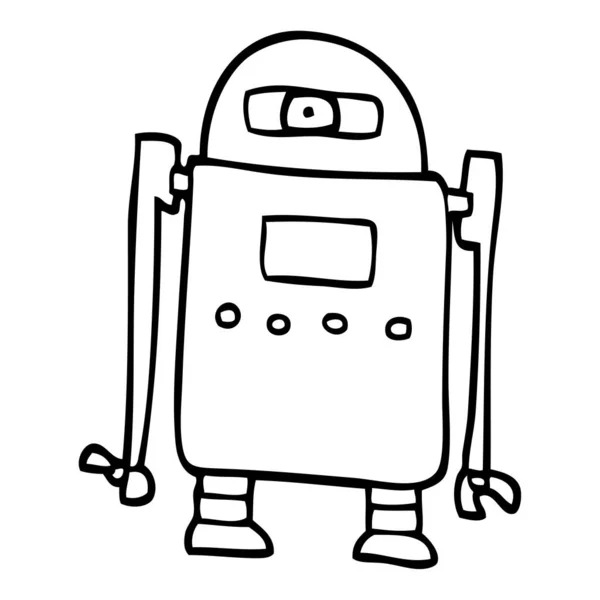 Línea Dibujo Dibujos Animados Robot — Vector de stock