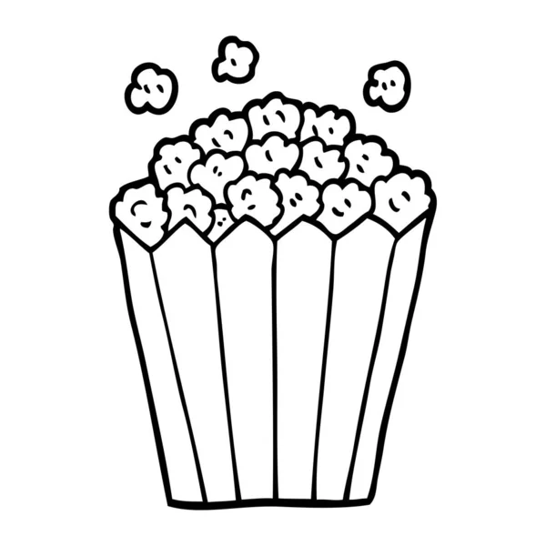 Linea Disegno Cartone Animato Cinema Popcorn — Vettoriale Stock