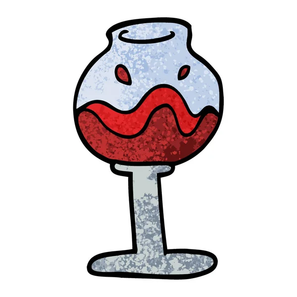 Grunge Texturierte Illustration Cartoon Glas Wein — Stockvektor