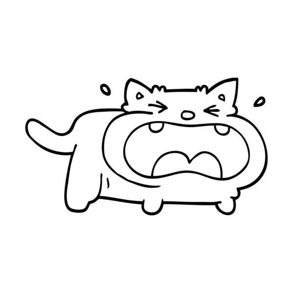 Line Drawing Cartoon Fat Cat — Stock Vector