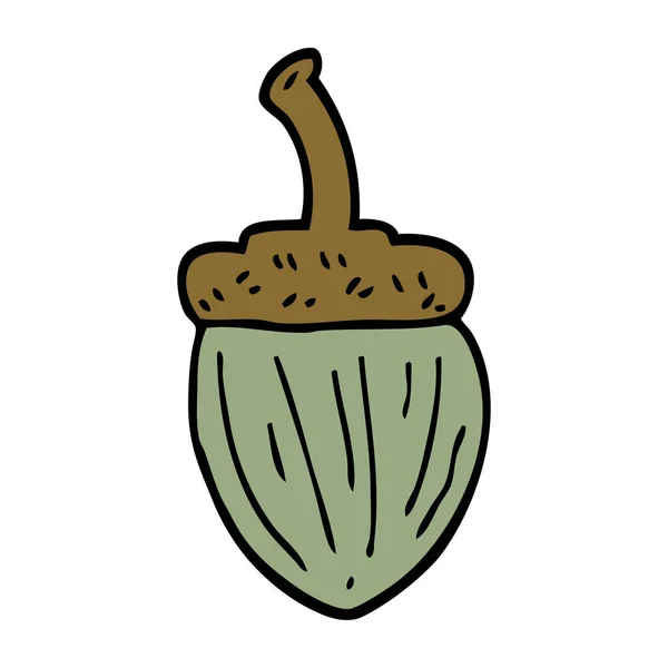 Cartoon Doodle Acorn Platte Pictogram Geïsoleerd Een Witte Achtergrond Vector — Stockvector