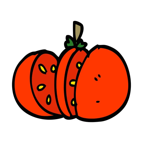 Cartoon Doodle Skivad Tomat — Stock vektor