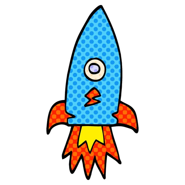 Kreslený Doodle Kosmická Raketa — Stockový vektor