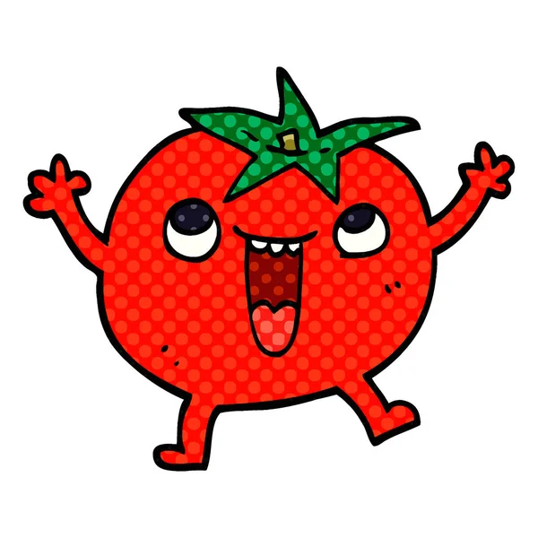 Desenho Animado Doodle Tomate Feliz — Vetor de Stock