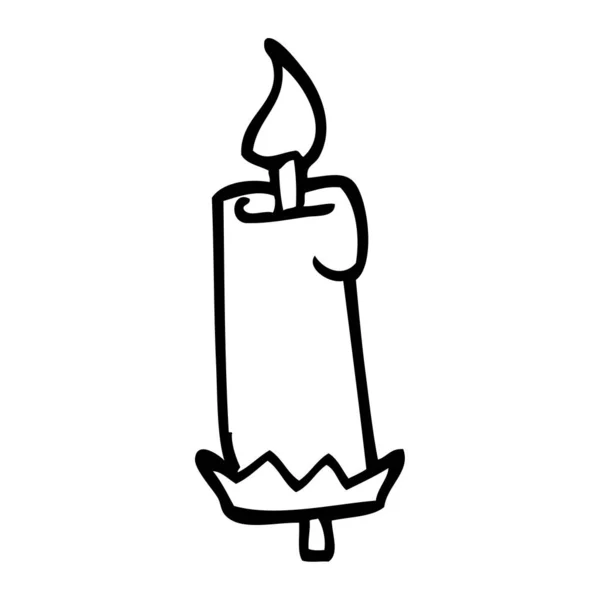 黑色和白色卡通点燃蜡烛 — 图库矢量图片