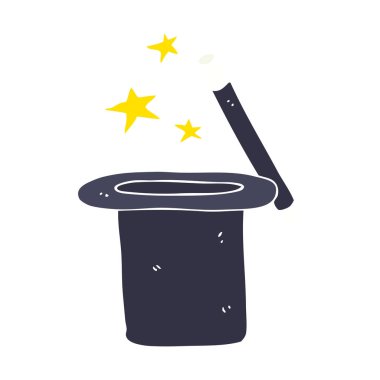 Sihirbazın silindir şapka düz renkli çizimi