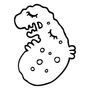 siyah beyaz çizgi film mikrop