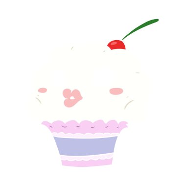 düz renk tarzı çizgi film cupcake