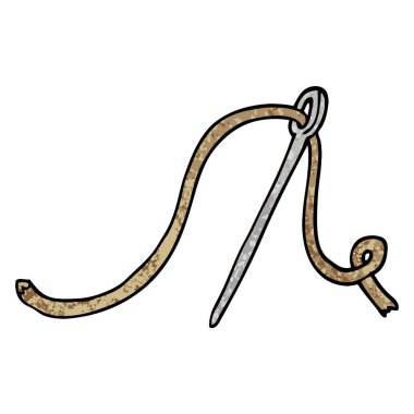 Grunge illüstrasyon karikatür iğne ve iplik dokulu