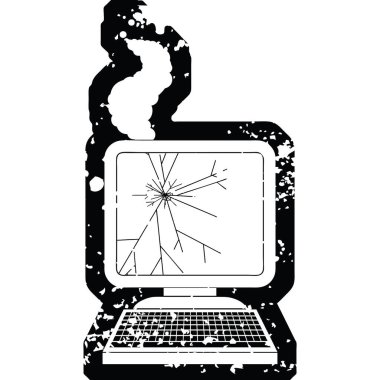 Sıkıntılı etkisi kırık bilgisayar grafik vektör çizim simgesi