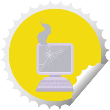 kırık bilgisayar grafik vektör çizim etiket damga yuvarlak