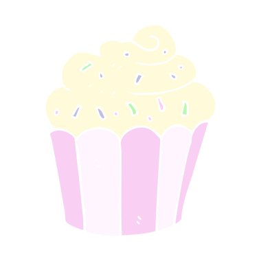 cupcake düz renkli çizimi