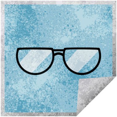 Gözlük grafik vektör çizim kare etiketi