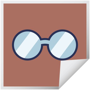 Gözlük grafik vektör çizim kare etiketi