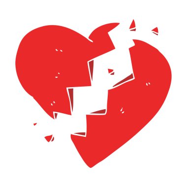 kırık kalp düz renkli çizimi