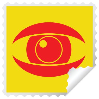 Etiket soyma bakan göz grafik vektör kare