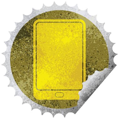 Tablet bilgisayar vektör çizim dairesel peeling etiket