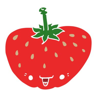 düz renk tarzı çizgi film çilek