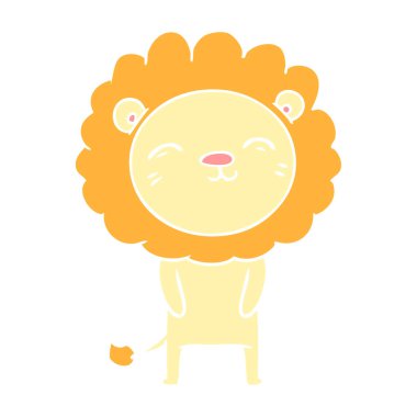 düz renk tarzı çizgi film aslan