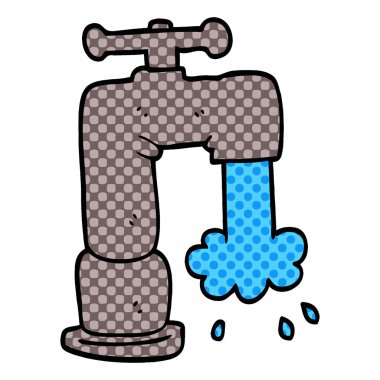 çizgi film doodle çalışan musluk