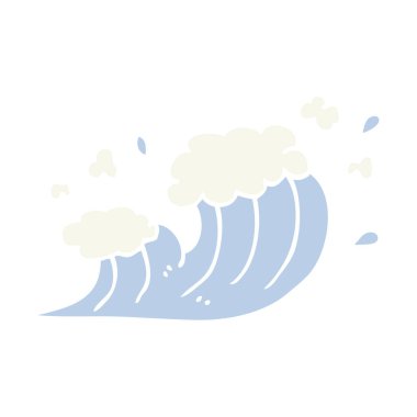 düz renk illüstrasyon karikatür dalga gürültüyle çarpmak