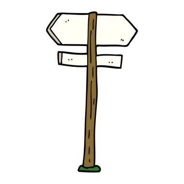 çizgi film doodle yön işareti mesajını boyalı.