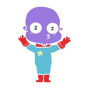 düz renk tarzı çizgi film garip kel uzay adamı