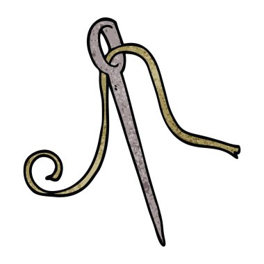 çizgi film doodle iğne ve iplik