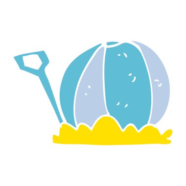 çizgi film doodle plaj topu ve kürek