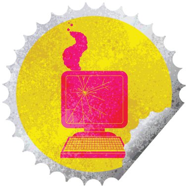 kırık bilgisayar grafik dairesel peeling etiket