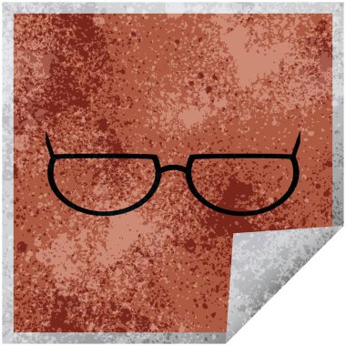 Gözlük grafik vektör çizim kare etiketi