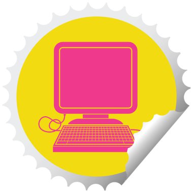 bilgisayar fare ve ekran dairesel peeling çıkartması