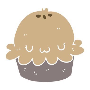 sevimli düz renk tarzı çizgi film pasta