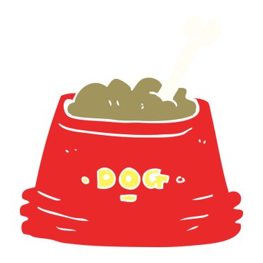 köpek gıda kase düz renkli çizimi