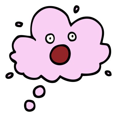 bulut çığlık el çizilmiş doodle stil çizgi film düşündüm