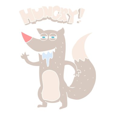 aç kurt düz renkli çizimi