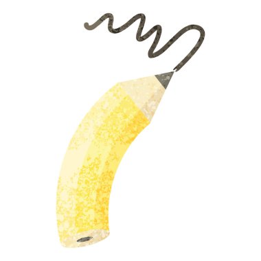 Düz bir çizgi karakalem çizimi renkli