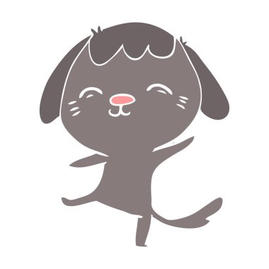 köpek dans mutlu düz renk stil çizgi film