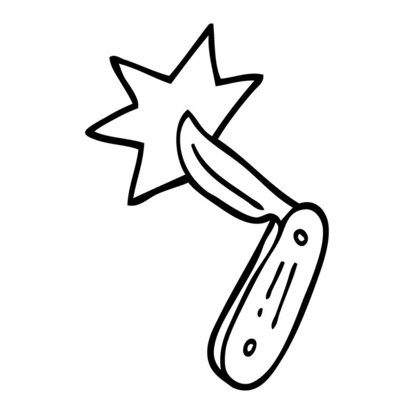 Line Drawing Cartoon Pen Knife — Stock Vector