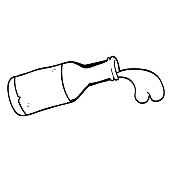 Line Drawing Cartoon Bottle Chocolate Milk — Stock Vector